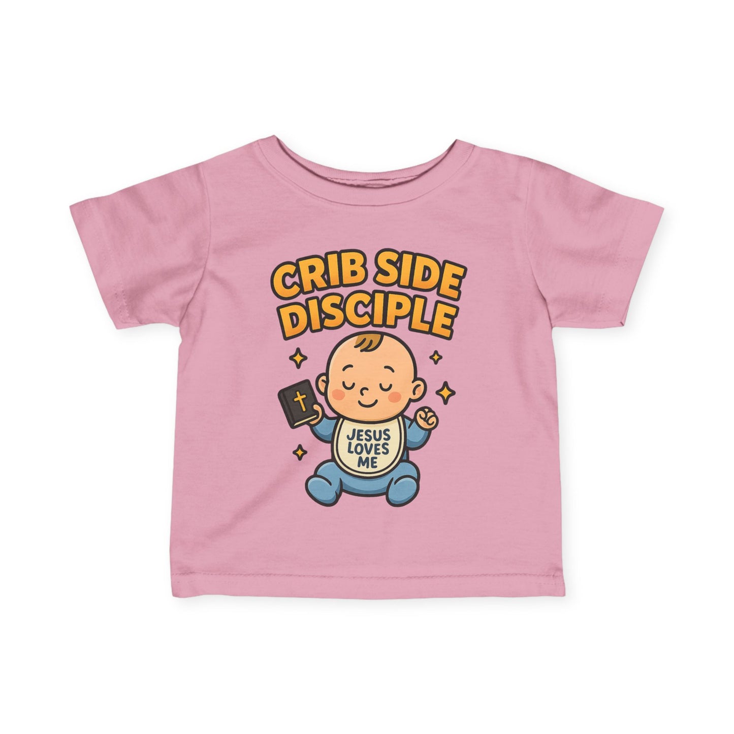 “Crib Side Disciple” Infant Tee – Jesus Loves Me Bible Baby tee