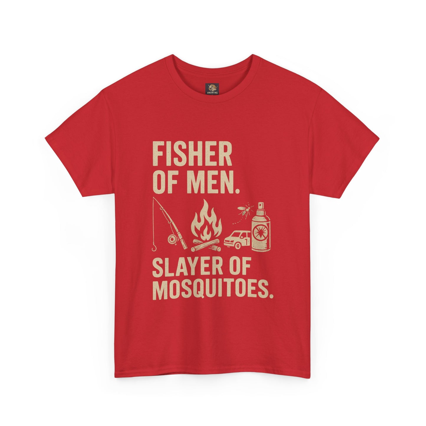 "Fisher of Men. Slayer of Mosquitoes." Campfire Faith Tee