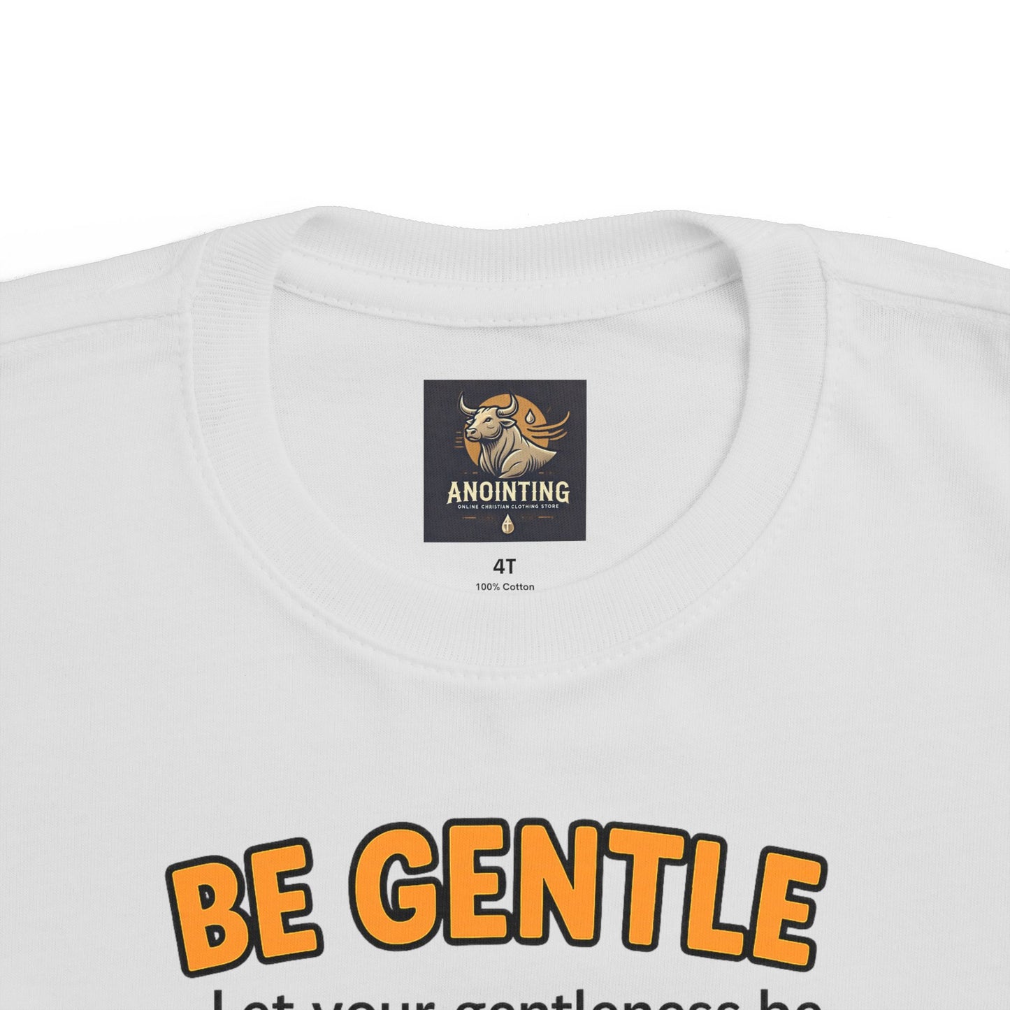 “Be Gentle” Toddler Tee – Philippians 4:5 Christian Calm Shirt