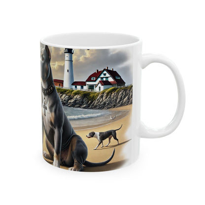 Mug - Dogs by the Ocean Lighthouse Scene