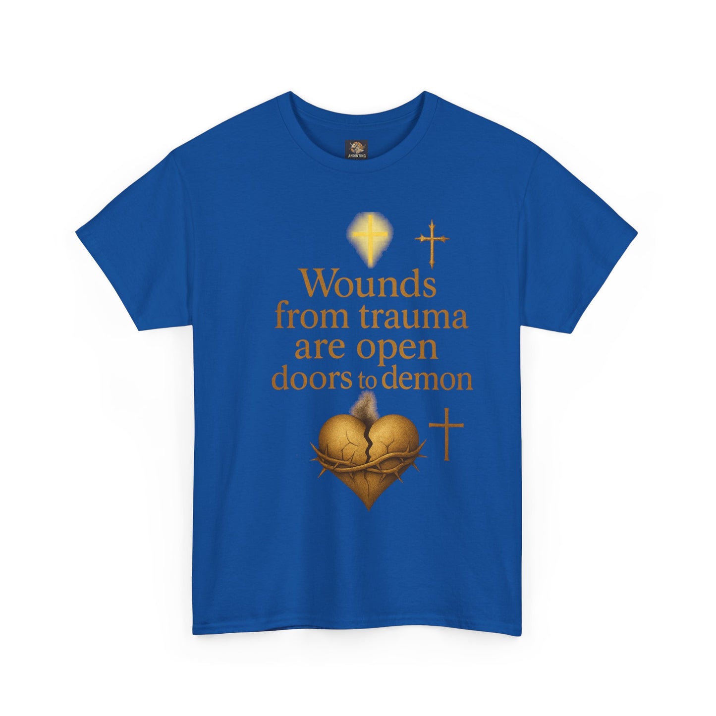 Christian Heavy Cotton Tee - 'Wounds From Trauma Are Open Door to Demons'