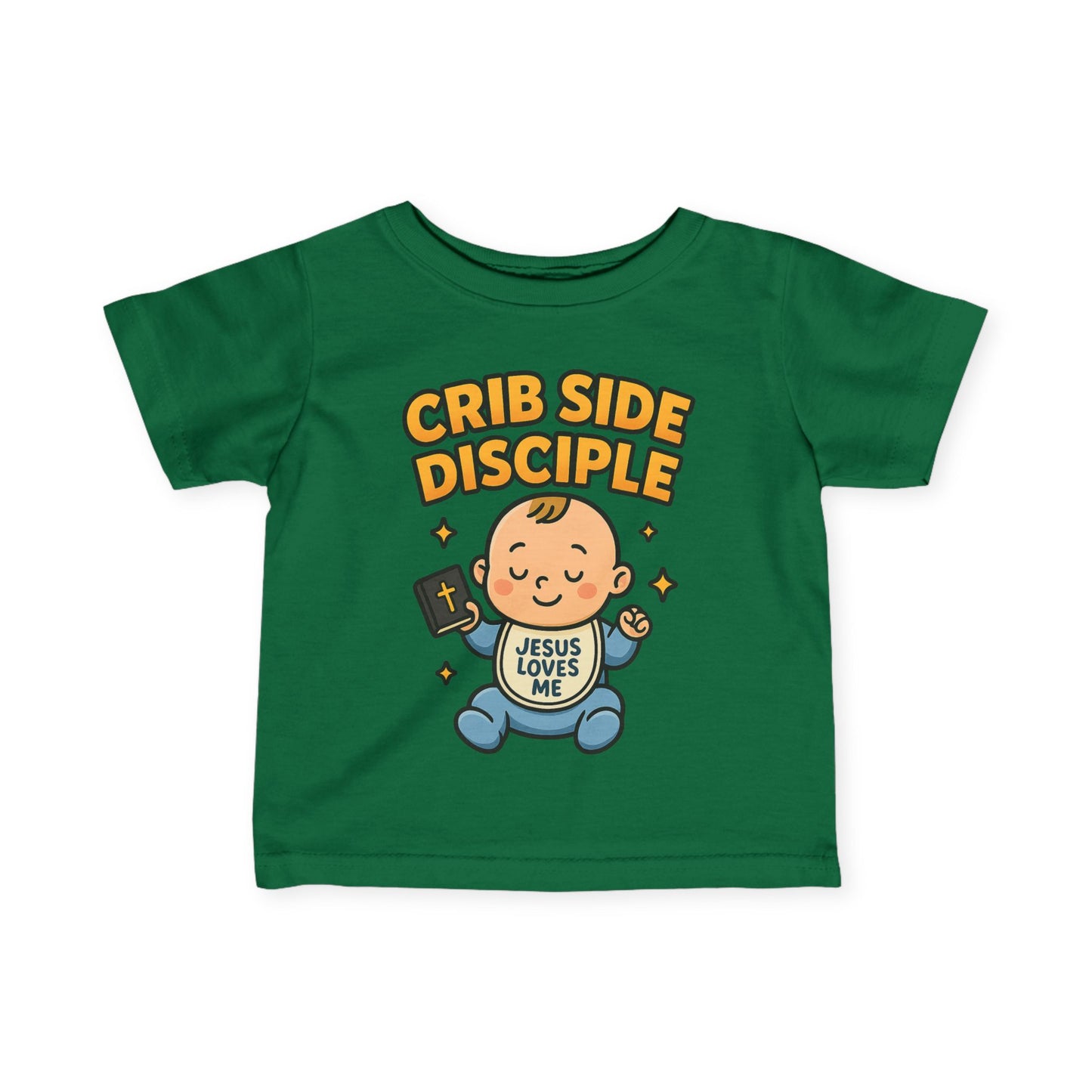 “Crib Side Disciple” Infant Tee – Jesus Loves Me Bible Baby tee