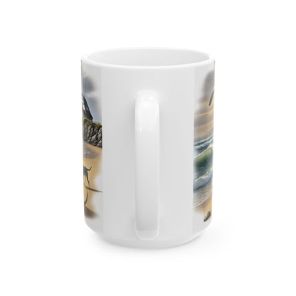Mug - Dogs by the Ocean Lighthouse Scene
