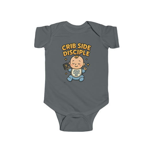“Crib Side Disciple” Infant Onesie – Jesus Loves Me Bible Baby Bodysuit