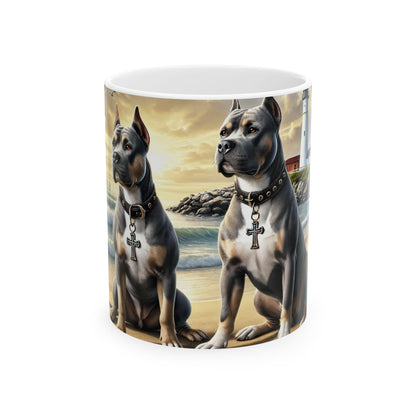 Mug - Dogs by the Ocean Lighthouse Scene
