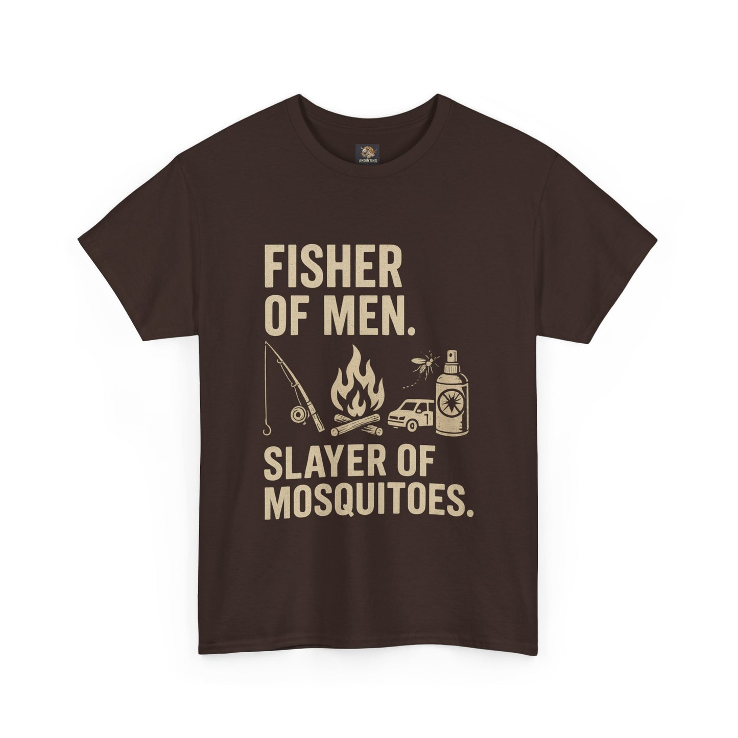 "Fisher of Men. Slayer of Mosquitoes." Campfire Faith Tee