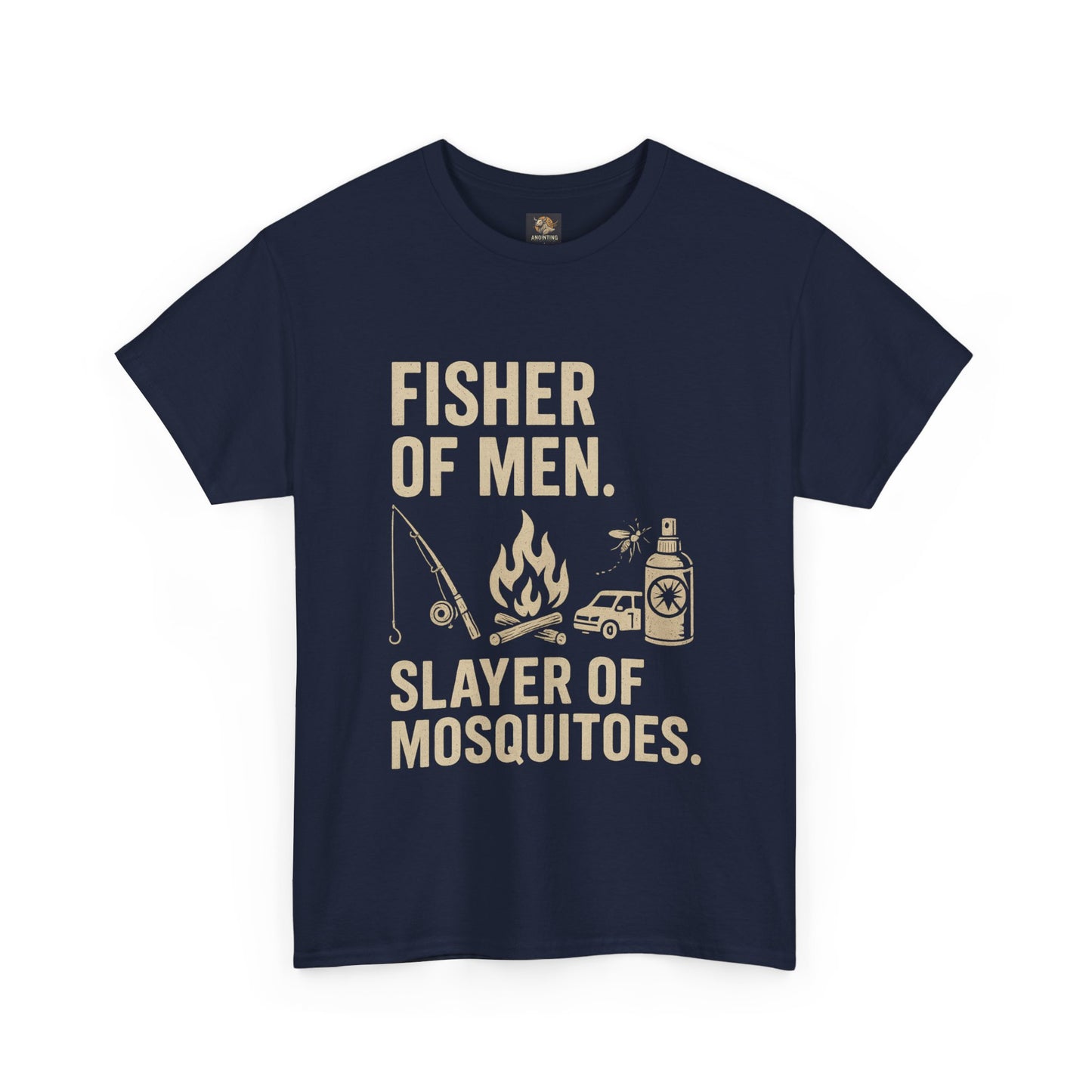"Fisher of Men. Slayer of Mosquitoes." Campfire Faith Tee