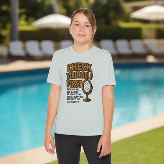 Tee - Christian 'Check Yourself First' design
