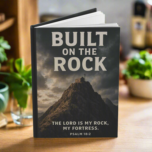 Hardcover Journal, Built on the Rock Illustration, Psalm 18:2