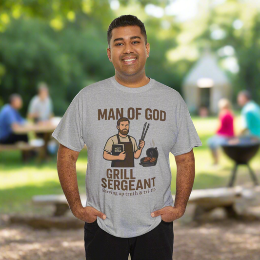 "Man of God – Grill Sergeant" BBQ Ministry Tee