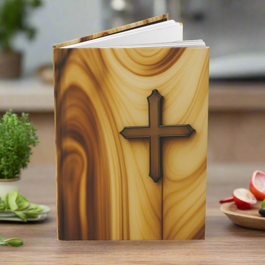 "Rooted in the Cross" Woodgrain Christian Hardcover Journal – Dual Cover Matte Edition