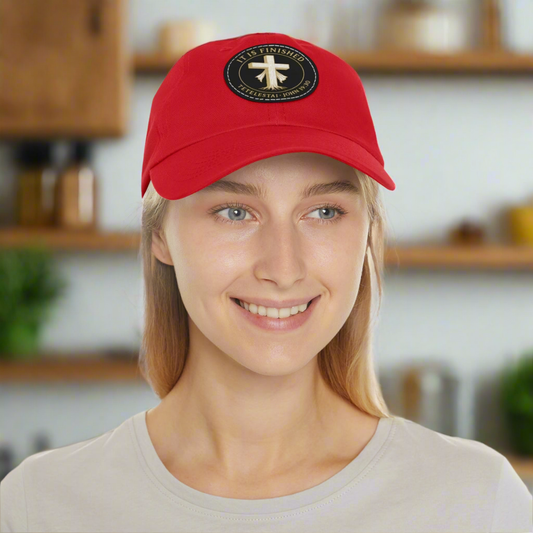 Christian It Is Finished Leather Patch Dad Hat